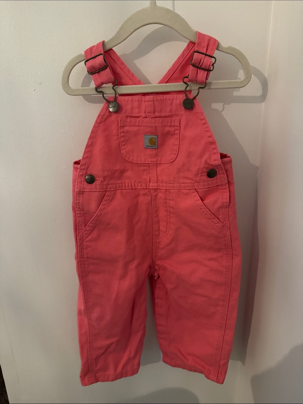 Carhartt Coral Pink Kids Overalls with Front Pocket